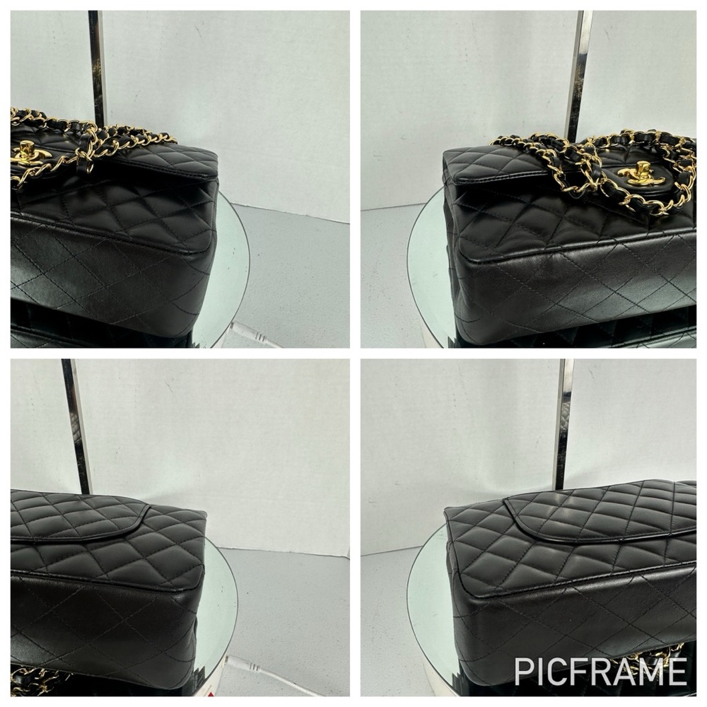Chanel Medium Classic Double Flap Bag Black Lambskin 24KT Plated - Picture 6 of 13
